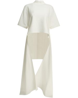 Alaïa Alaia Asymmetrical Mock Neck T-Shirt - White