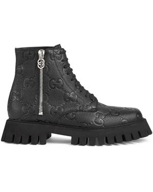 Gucci GG Leren Enkellaarzen - Zwart