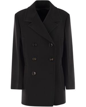 Max Mara Janzir Double Breasted Cady Caban - Black
