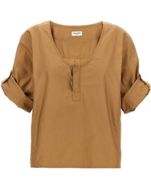 Saint Laurent Twill Blouse - Brown