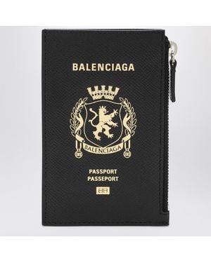 Balenciaga Leather Passport Holder And Wallet - Black
