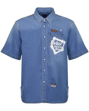 Evisu Hemd aus Jeans. - Blau