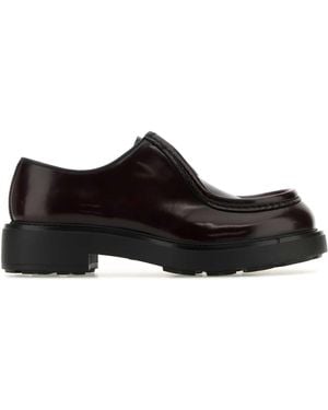 Prada Traubenleder Diapason Schnürschuhe - Schwarz
