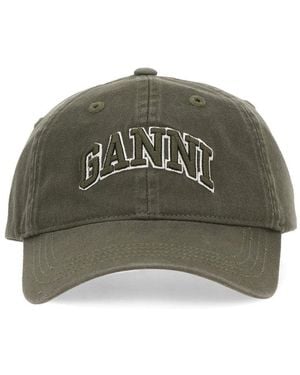 Ganni Baseball Hat With Logo - Green