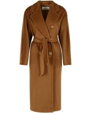 Max Mara Madame' Virgin Wool And Cashmere Lear Coat - Brown