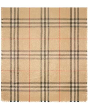 Burberry Geruite Sjaal - Naturel