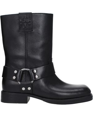 Tory Burch Women 's Bottes en cuir noir