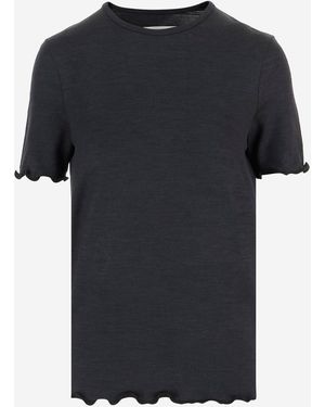 Jil Sander T-Shirt Silk-Blend Ivory - Black