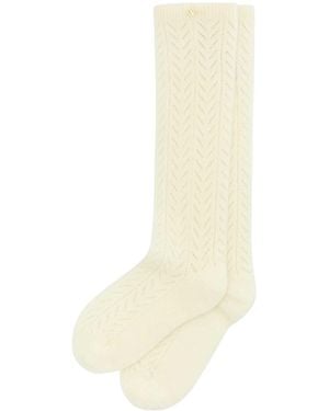 タイツ・ソックス VALENTINO CREAM STRETCH LACE SOCKS Valentino Garavani Cream Stretch Lace Socks In Yellow | ModeSens