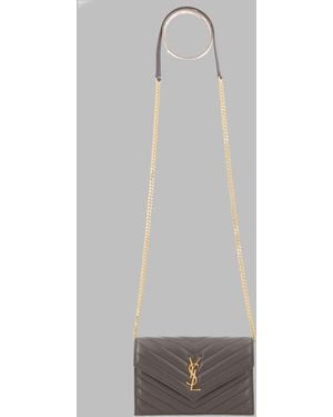 Saint Laurent Mini Domesticated Lamb Leather Shoulder Bag - Grey