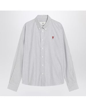 Ami Paris Striped Ami De Coeur Shirt - White