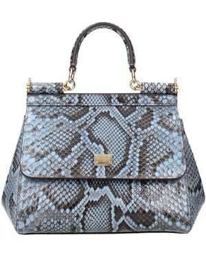 Dolce & Gabbana Dolce&Gabbana Sicily Medium Handbag Sky Python Leather/Sugar Paper - Blue