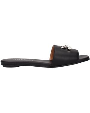 McQueen Alexander Mc Queen Arc Leather Sandals And Clogs - Black