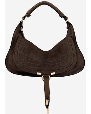 Chloé Kleine Marcie Umhängetasche aus Wildleder - Braun