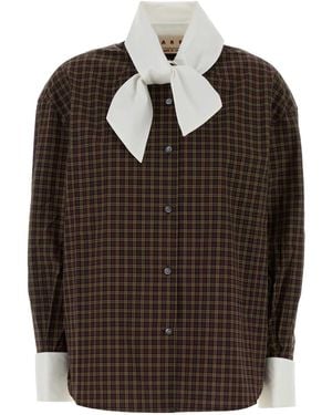 Marni Embroidered Poplin Oversized Shirt - Brown