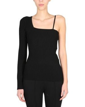 Helmut Lang Asymmetrical One-Piece Top Viscose Tops - Black