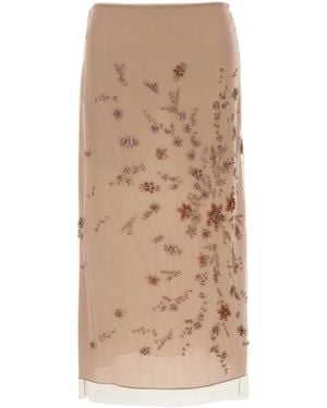 Fendi Antiqued Tulle Skirt - Natural