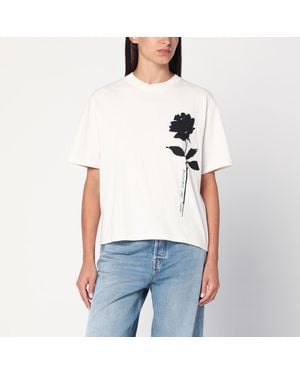 Golden Goose T Shirt With Rose - White