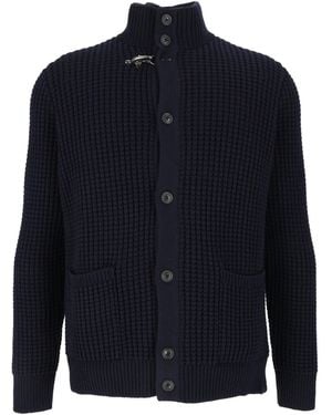 Fay Chunky Knit Toggle Cardigan - Blue