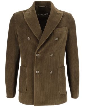 Circolo 1901 Corduroy Wide Lapel Double-Breasted Blazer - Green