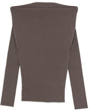 Rick Owens Wool Off-Shoulder Sweater - Brown