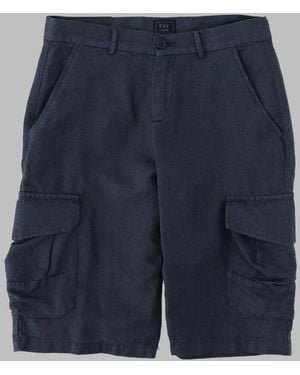 Fay Boys Linen-Cotton Woven Bermuda Shorts - Blue