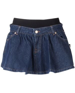 7 For All Mankind Banded Mini Skirt Soul - Blue
