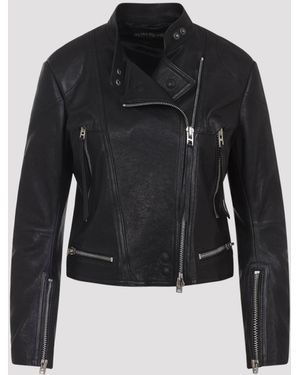 Tom Ford Lamb Leather Biker Jacket With Zipped Cuffs - Schwarz