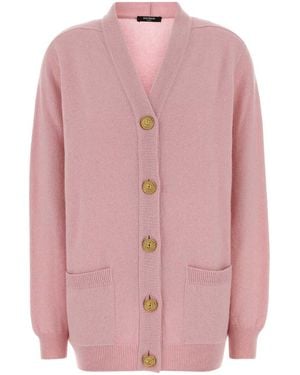Balmain Cashmere And Wool Cardigan - Pink