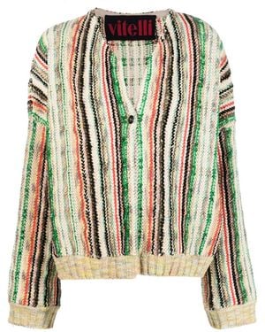 VITELLI Striped Knit Cardigan - Red