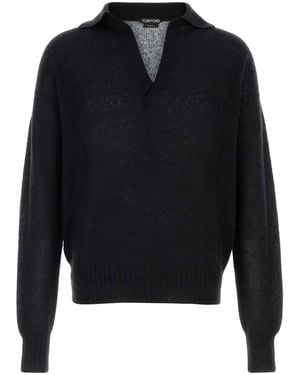 Tom Ford Cashmere Blend Polo Shirt - Blue