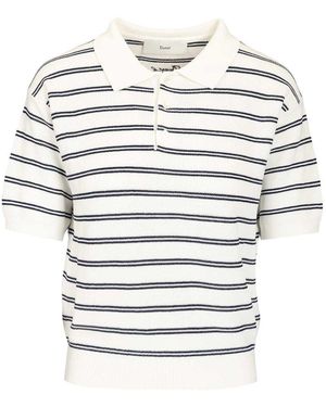 DUNST Katoenmix Gestreept Poloshirt - Grijs