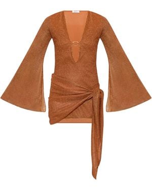 Oséree Schmales Metallic-Kleid - Braun