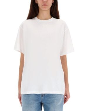 Gucci T-Shirt With Logo Embroidery - White