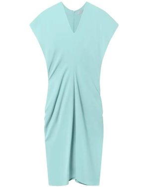 Stella McCartney Midi Dress With V-Neck And Drape - Blue