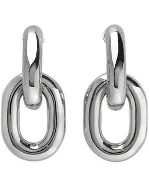 Rabanne Xl Link Hoops Earring Paco Silver Brass - Metallic