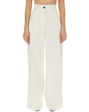 Jil Sander High-Waisted Wide Leg Trousers With Clean Lines - White