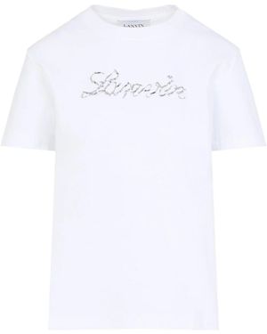 Lanvin Embroidered Script Logo Cotton T-Shirt - White