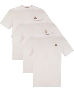 Moncler Baumwoll -T -Shirt mit Logo Patch Set von 3 - Weiß