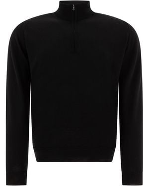 John Smedley "Tapton" halb Zip -Pullover - Schwarz