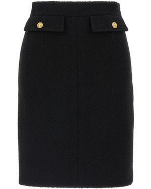 Chloé Bouclé Wool Knee Length Skirt - Black