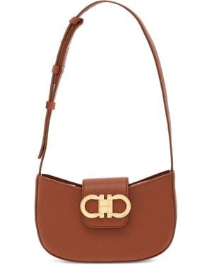 Ferragamo Mini sac en cuir Double Gancini - Blanc