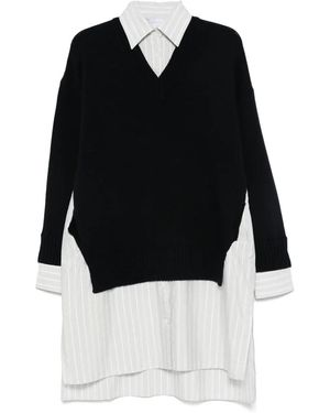 Stella McCartney Robe Midi À Col Ras Du Cou - Black