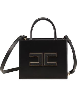 Elisabetta Franchi Small Tote Bag With Logo - Black