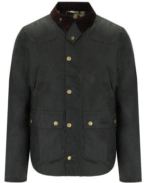 Barbour Reelin Wax Sage Green Jacket - Black