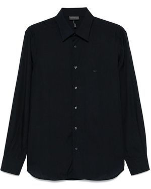 Emporio Armani Hemd Mit Logo-Patch - Blau