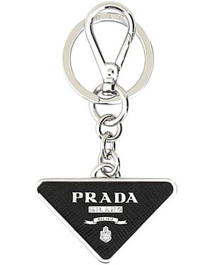Prada Saffiano And Metal Key Ring - White
