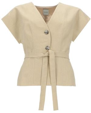 Paul Smith Solid V Neck Top - Natural