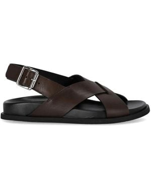 Guglielmo Rotta Twill Chocolate Flat Sandal - Black