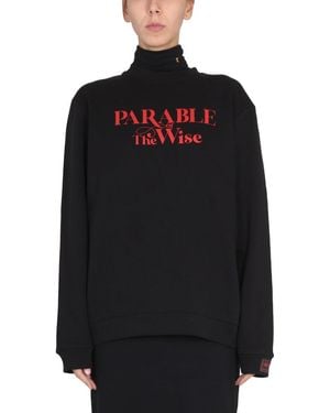 Raf Simons Classic Crewneck Sweatshirt With Bold Print - Black